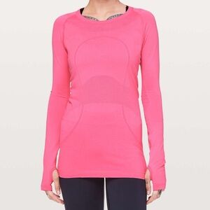 Lululemon Swiftly Tech Long Sleeve Crew Zing Pink Light Size 8